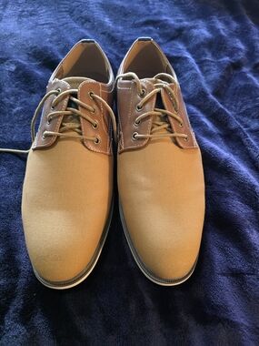 Bruno Marc Men’s Size 11 Tan Brown Canvas Lace-Up Casual Dress Shoes